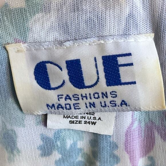 Cue Fashions Dress Women's Size 24W Purple Floral Broom Fold Vintage 3/4 Sleeve - Picture 5 of 12